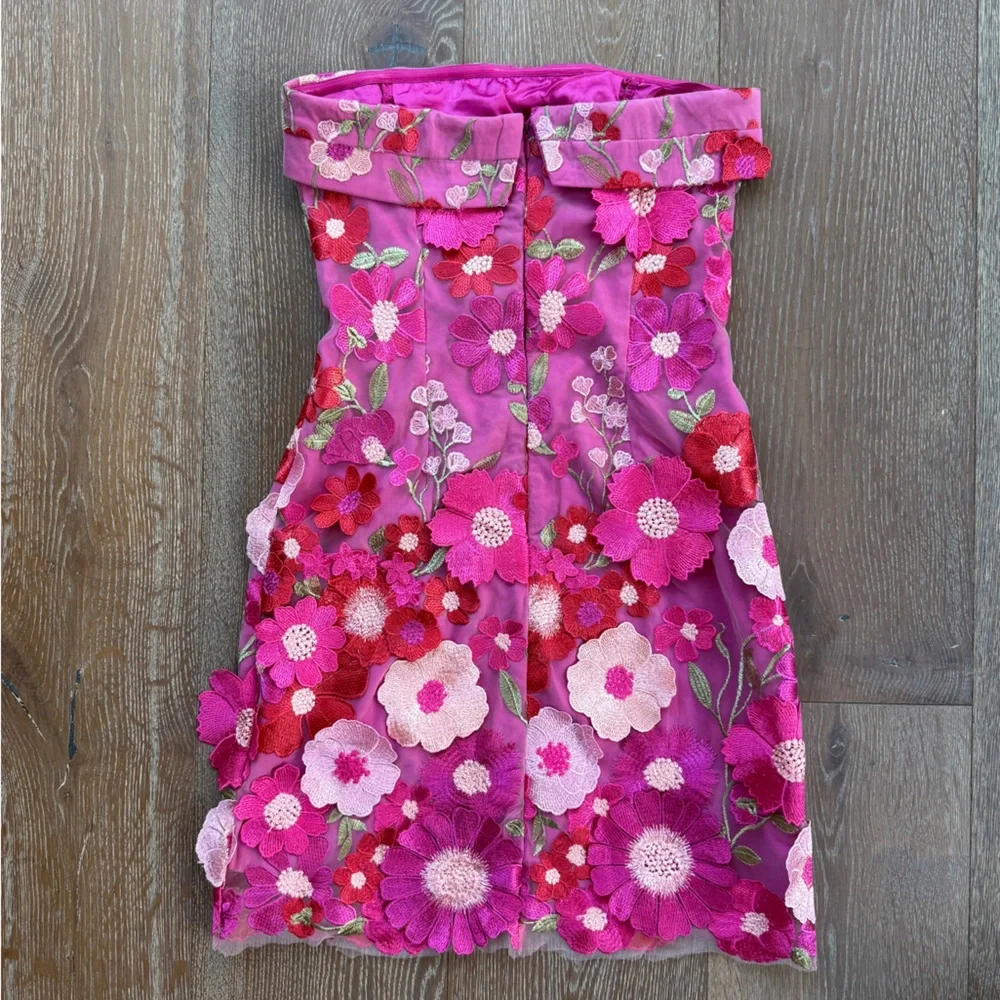 PETAL + PUP ‘Butterfields Strapless Mini Dress’ in Hot Pink - Picture 7 of 10